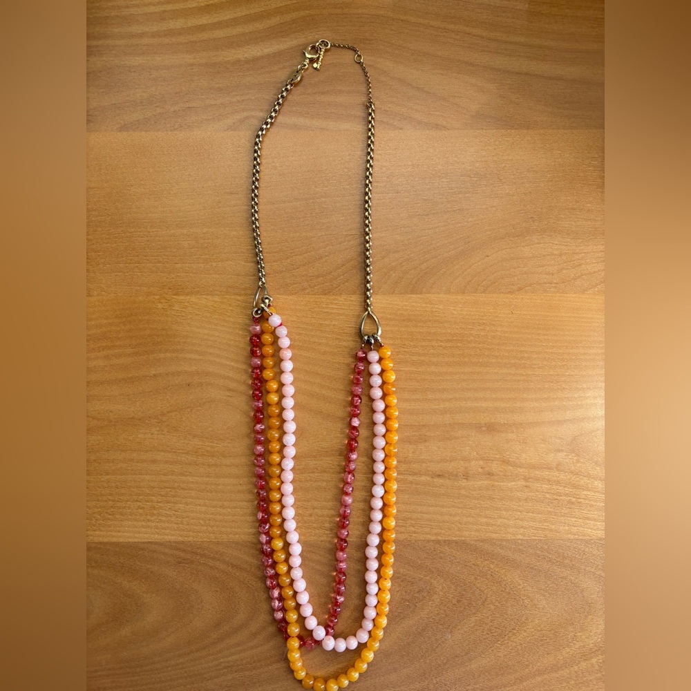 Fossil Triple Strand Beaded Necklace